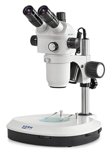 Stereo-Zoom Mikroskop [Kern OZO 554] Das Hochwertige für flexible und professionelle Anwender, Tubus: Trinokular, Okular: HSWF 10x Ø23 mm, Sehfeld: Ø28,75 - 3,3 mm, Objektiv: 0,8x - 7x, Ständer: Säule, Beleuchtung: 3W LED (Auflicht); 3W LED (Durchlicht) von KERN