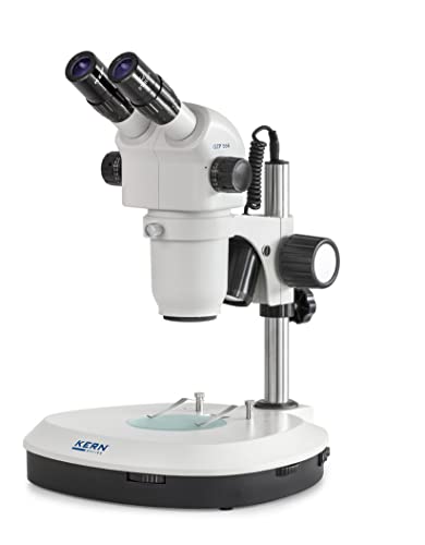 Stereo-Zoom Mikroskop [Kern OZP 556] Das Hochwertige für flexible und professionelle Anwender, Tubus: Binokular, Okular: HSWF 10x Ø23 mm, Sehfeld: Ø38,3 - 4,2 mm, Objektiv: 0,6x - 5,5x, Ständer: Säule, Beleuchtung: 3W LED (Auflicht); 3W LED (Durchlicht) von KERN