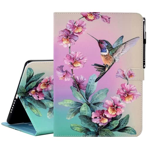 KEROM Hülle für iPad 9./8./7. Generation (10,2 Zoll, Modell 2021/2020/2019), für iPad Air 3 Hülle, für iPad Pro 10.5 Hülle, PU Leder Stand Case Schutzhülle mit Auto Wachen/Schlafen, Kolibri von KEROM