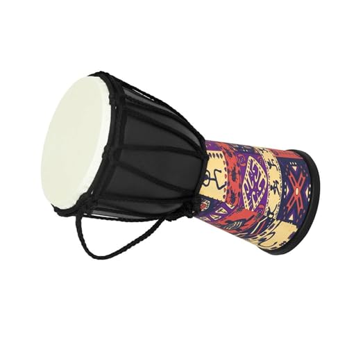 Afrikanische Trommel Instrument 4-Zoll-afrikanische Trommel, Tragbare Djembe-Trommel Mit Bunten Kunstmustern, Erwachsene, Die Handtrommeln Spielen Professionelle Djembe (Color : A) von KERREY
