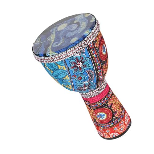 Afrikanische Trommel Instrument Tragbares 8-Zoll-afrikanisches Handtrommel-Djembe-Schlaginstrument Mit Buntem Kunstmuster Professionelle Djembe (Color : A) von KERREY