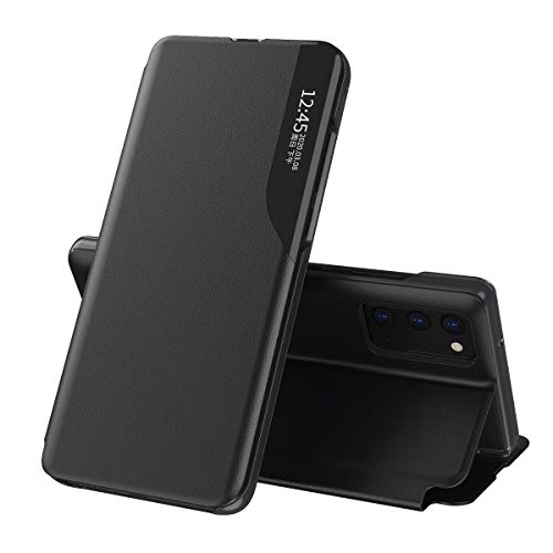 KERUN Hülle Für Xiaomi Mi 10T Pro 5G, Ultradünnen Leder für mit Standfunktion flip case, Bracket Tasche Schutzhülle für Xiaomi Mi 10T Pro 5G(schwarz) von KERUN