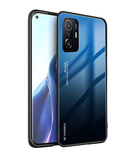 KERUN Hülle aus Farbverlauf für Samsung Galaxy M52 5G Hülle, Silikon Soft TPU-Rahmen und Gehärtetes Glas Zurück Schock-Absorption Schutzhülle Handyhülle Cover Case - 7 von KERUN