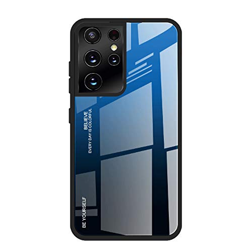 KERUN Hülle aus Farbverlauf für Samsung Galaxy S21 Ultra Hülle, Silikon Soft TPU-Rahmen und Gehärtetes Glas Zurück Schock-Absorption Schutzhülle Handyhülle Cover Case - 7 von KERUN