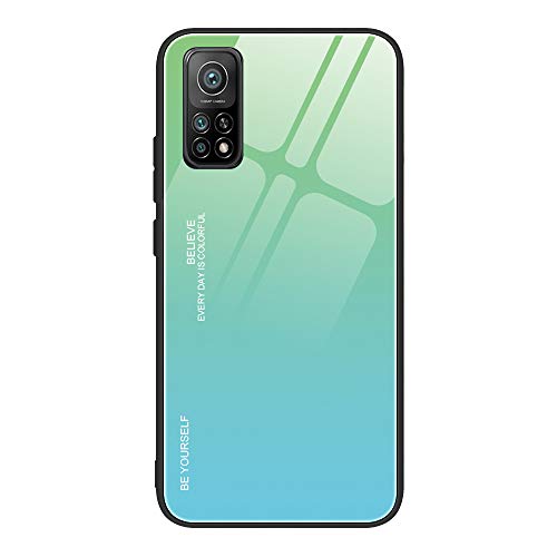 KERUN Hülle aus Farbverlauf für Xiaomi Mi 10T/10T Pro 5G Hülle, Silikon Soft TPU-Rahmen und Gehärtetes Glas Zurück Schock-Absorption Schutzhülle Handyhülle Cover Case - 6 von KERUN