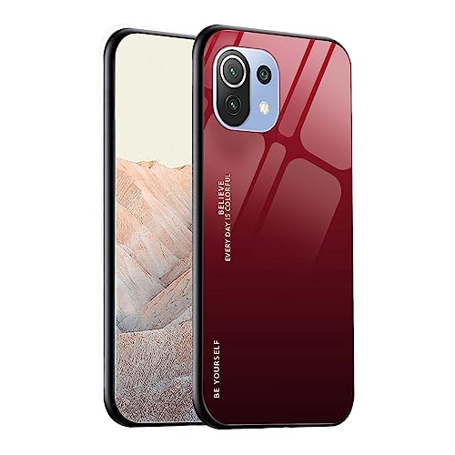 KERUN Hülle aus Farbverlauf für Xiaomi Mi 11 Lite (5G/4G) / 11 Lite 5G NE Hülle, Silikon Soft TPU-Rahmen und Gehärtetes Glas Zurück Schock-Absorption Schutzhülle Handyhülle Cover Case - 5 von KERUN