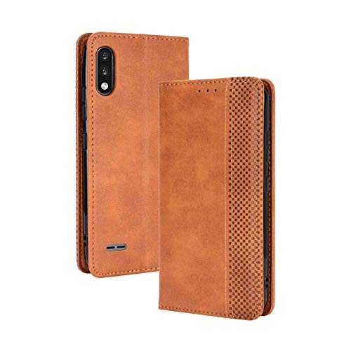 KERUN Hülle für LG K22, Leder Flip Klappbar Lederhülle, TPU Folio Flip Wallet Cover Stand [Kartenslots] Schutzhülle Case für LG K22. Braun von KERUN