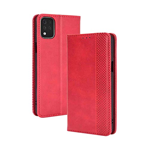 KERUN Hülle für LG K42, Leder Flip Klappbar Lederhülle, TPU Folio Flip Wallet Cover Stand [Kartenslots] Schutzhülle Case für LG K42. Rot von KERUN