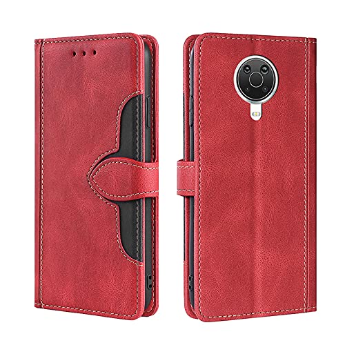 KERUN Hülle für Nokia G10/G20/Nokia 6.3, Leder Flip Klappbar Lederhülle, TPU Folio Flip Wallet Cover Stand [Kartenslots] Schutzhülle Case für Nokia G10/G20/Nokia 6.3. Rot von KERUN