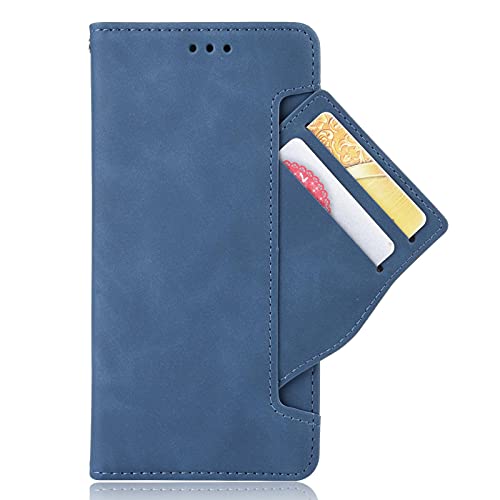 KERUN Leder Folio Hülle für Motorola Moto G200 5G Brieftasche Lederhülle, Premium PU+TPU Flip Cover Case Schutzhülle mit Ständer Funktion/Kartensteckplätzen/Magnetic Snap, Blau von KERUN