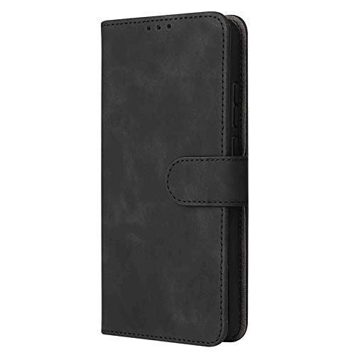 KERUN Leder Folio Hülle für ZTE Blade V30 Vita Brieftasche Lederhülle, Premium PU+TPU Flip Cover Case Schutzhülle mit Ständer Funktion/Kartensteckplätzen/Magnetic Snap, Schwarz von KERUN