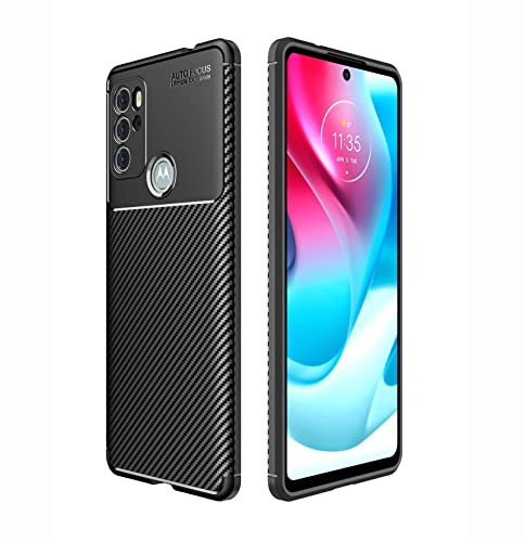 KERUN Ultra Slim Hülle für Motorola Moto G60S, Carbon Fiber Silikon Dünn Stoßfest Stossfest TPU Handyhülle, Schutzhülle Flexibles Bumper Cover Case - Schwarz von KERUN