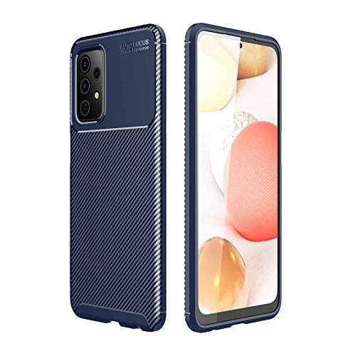 KERUN Ultra Slim Hülle für Samsung Galaxy A52 (4G/5G) | A52s 5G, Carbon Fiber Silikon Dünn Stoßfest Stossfest TPU Handyhülle, Schutzhülle Flexibles Bumper Cover Case - Blau von KERUN