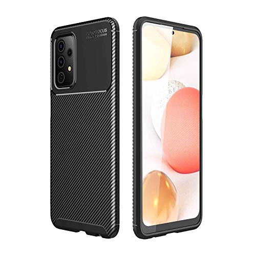 KERUN Ultra Slim Hülle für Samsung Galaxy A52 (4G/5G) | A52s 5G, Carbon Fiber Silikon Dünn Stoßfest Stossfest TPU Handyhülle, Schutzhülle Flexibles Bumper Cover Case - Schwarz von KERUN