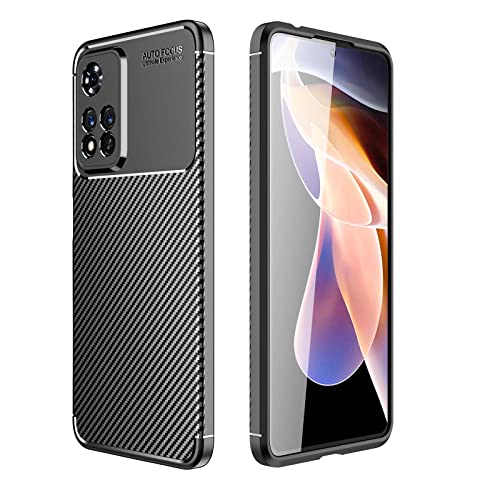 KERUN Ultra Slim Hülle für Xiaomi Redmi Note 11 Pro/Pro Plus, Carbon Fiber Silikon Dünn Stoßfest Stossfest TPU Handyhülle, Schutzhülle Flexibles Bumper Cover Case - Schwarz von KERUN