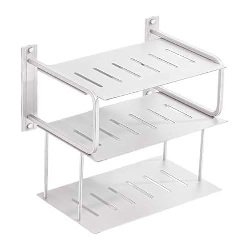 KESOTO 3 Lagiges Projektorregal, An Der Montiertes Router Regal, Kabelführungs Organizer, Aufbewahrungsbox für Uhr, Player, Büro, Schlafzimmer, Steckdos, Weiß von KESOTO