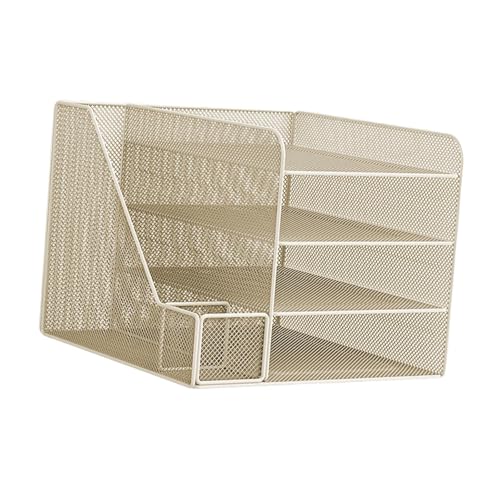 KESOTO Schreibtisch Organizer Dokumentenablage Aufbewahrung Rack Papierbrief Halter für Wohnheim, Beige von KESOTO