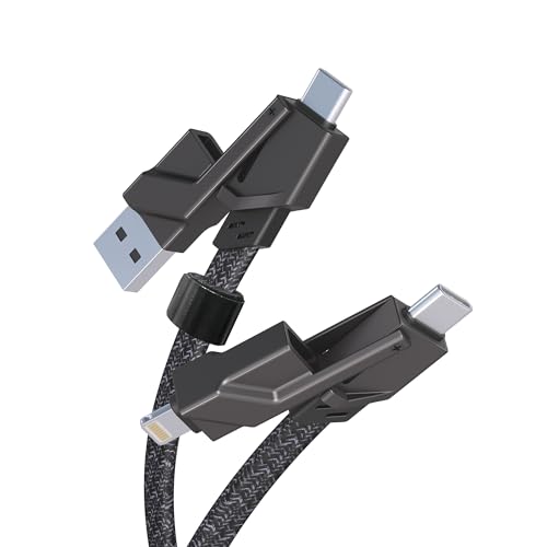 60W 4-in-1 Ladekabel USB C und Lightning Kabel 3M/10Fuß für CarPlay & Auto & Daten Sync [MFi Zertifiziert] Multi USB Kabel PD 3A Mehrfach Universal Schnellladekabe mit iPhone 15 14 MacBook Pad Galaxy von KETAKY Plus