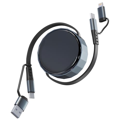 60W USB C und Lightning Kabel 2 in 1 für Apple Carplay und Android Auto, Einziehbar Multi Ladekabel 4 In 1 Ladekabel MFI-zertifiziertes Lightning Kabel USB C für iPhone15 14 iPad Galaxy Tablet Android von KETAKY Plus