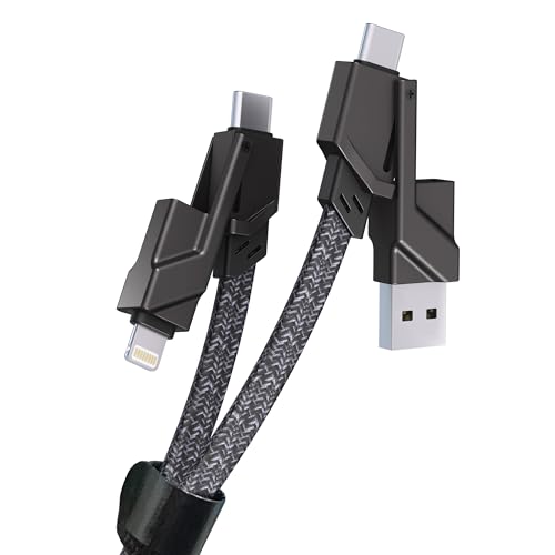 60W USB C und Lightning Kabel 4 in 1 für CarPlay & Auto & Daten Sync [MFi Zertifiziert] 2M 4 in 1 Multi USB C Ladekabel Combo Lightning/Typ C/USB A Ports für iPhone 15/14 Pad MacBook Samsung Android von KETAKY Plus