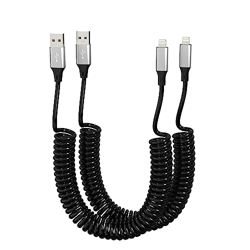 Spiralkabel iPhone Lightning-Kabel 2Pack, Apple Carplay-kompatibel [Apple MFi-zertifiziert], gewickeltes USB-zu-Lightning-Kabel mit Datensynchronisation, Kurzes iPhone Kabel für iPhone/Pad/Pod von KETAKY Plus