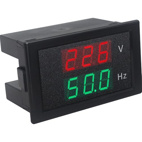 KETOTEK Frequenzmesser 50hz Voltmeter Digitaler 45-65 Hz AC 80-300V Spannungsmesser Generator Doppelanzeige LED Panel Volt Meter 230V (Schwarz) von KETOTEK