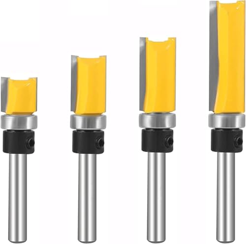 KEWAYO 4-teiliges Profi-Fräser-Set, 6,35 mm, Schaft, Bündigfräser, Kopierfräser mit Kugellagern, Nutfräser für Oberfräse, zum Schneiden und Schneiden von Holz KEWAYO 4-teiliges Profi-Fräser-Set, 6,35 mm, Schaft, Bündigfräser, Kopierfräser mit Kugellagern, Nutfräser für Oberfräse, zum Schneiden und Schneiden von Holz von KEWAYO