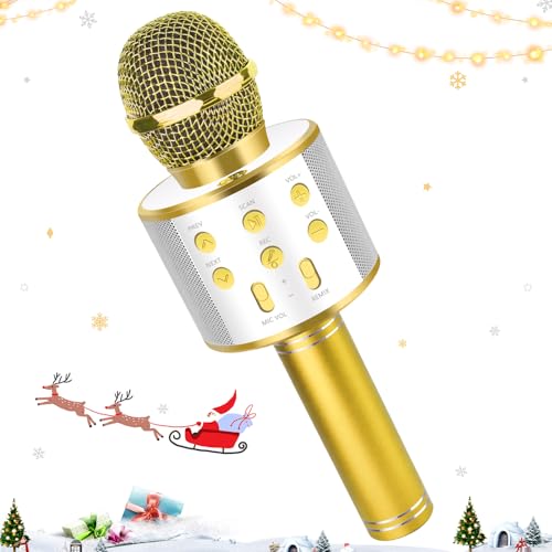 Drahtloses Bluetooth Mikrofon Karaoke, Karaoke Mikrofon Kinder Spielzeug, 5 in 1 KTV Karaoke Maschine Ab 3 4 5 6 7 8 9 10 11 12 Kind Geburtstag Geschenke von KEWUZY
