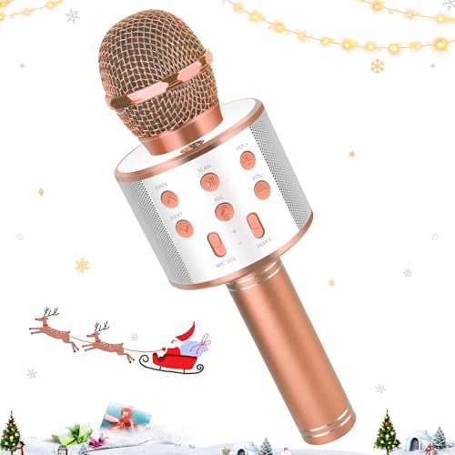 Drahtloses Bluetooth Mikrofon Karaoke, Karaoke Mikrofon Kinder Spielzeug, 5 in 1 KTV Karaoke Maschine Ab 3 4 5 6 7 8 9 10 11 12 Kind Geburtstag Geschenke von KEWUZY