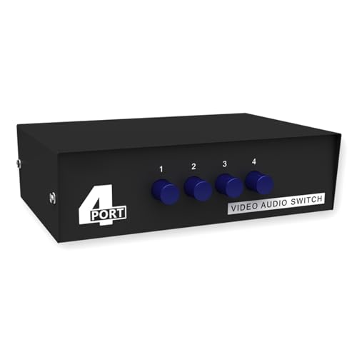 KEXIAO AntiInterfere 4-Wege-Video-Umschaltbox, 4-in-1-Out-Verbund-Switcher für Composite-Video, Stereo-Soundauswahlbox KEXIAO AntiInterfere 4-Wege-Video-Umschaltbox, 4-in-1-Out-Verbund-Switcher für Composite-Video, Stereo-Soundauswahlbox von KEXIAO