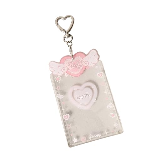 KEXIAO Fotokarten-Halter, Schlüsselanhänger, Glitzer-Flügel-Design, Studentenkartenschutz, Anhänger, Zubehör für Kreditkarte von KEXIAO