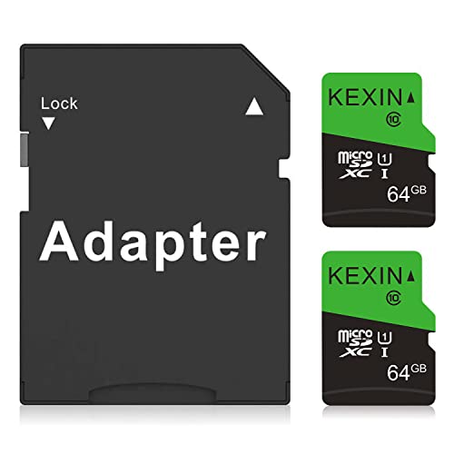 KEXIN 64GB Micro SD Karte 2er Pack Speicherkarte Micro SD C10 U1 Extreme MicroSDXC Speicherkarten Microsd 64 GB Mini TF Karte Micro SD Card für Kameras, Tablets, Handy (Schwarz Grün) von KEXIN