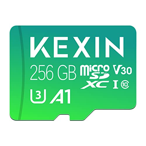 KEXIN Micro SD Karte 256GB MicroSDXC UHS-I Speicherkarte 256GB + SD Adapter, A1, V30, U3, Class 10, Full HD MicroSD Karte 256 GB Micro SD Card für Smartphones, Actionkameras, Drohnen, Tablet von KEXIN