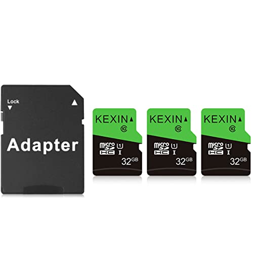 KEXIN Micro SD Karte 32 GB Speicherkarte + SD Adapter 3 Stück UHS-I MicroSDHC TF Karte Memory Karte Mini Speicher SD Card Class 10 (Für Smartphones, Actionkameras und Drohnen, C10, U1, 3er Pack) von KEXIN