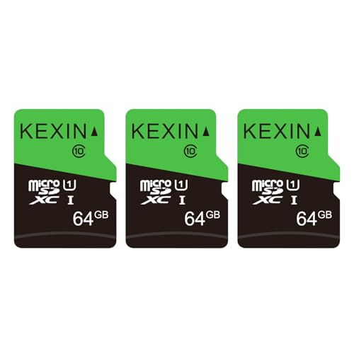 KEXIN Micro SD Karte 64GB 3er Pack, Speicherkarte Micro SD mit Adapter, UHS-I, U1, A1, C10 Microsdxc SD Karte 64 GB für Kamera, Smartphone, Monitor von KEXIN