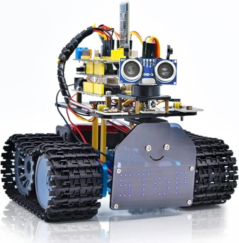 KEYESTUDIO Smart Robot Tank Car Kit für Arduino Learner, Licht/Ultraschall Follow, Infrarot & Bluetooth Fernbedienung, Intelligentes und lehrreiches DIY Robotic Kit von KEYESTUDIO