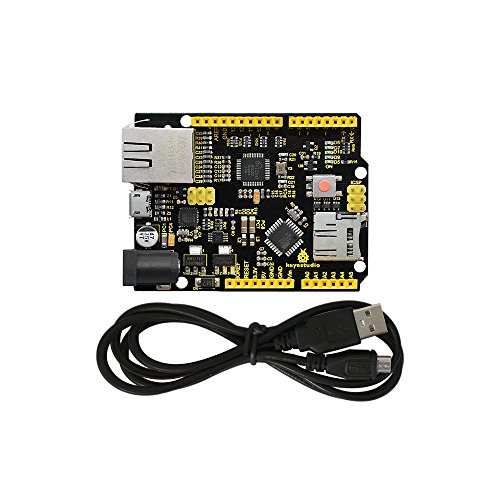 KEYESTUDIO W5500 Ethernet-Steuerplatinen-Entwicklungsplatine für Arduino IDE, unterstützt MicroSD-Karte mit USB-Kabel, Nicht Ethernet-Shield (KEIN Pin) von KEYESTUDIO