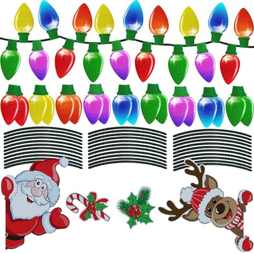 58 Stück weihnachtliche Auto-Kühlschrankmagnete, 36 reflektierende Glühbirnen-Magnete in Lichtform, 18 magnetische Drahtornamente, 4 Weihnachtsmann-Hirsch-Magnetset/221 58 Stück weihnachtliche Auto-Kühlschrankmagnete, 36 reflektierende Glühbirnen-Magnete in Lichtform, 18 magnetische Drahtornamente, 4 Weihnachtsmann-Hirsch-Magnetset/221 von KEYPKWZJR