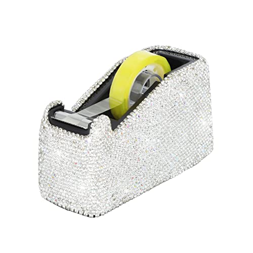 KEYPOWER Bling Crystal luxuriöser handgefertigter Diamant-Klebebandabroller für modische Mädchen und Frauen (weiß) von KEYPOWER