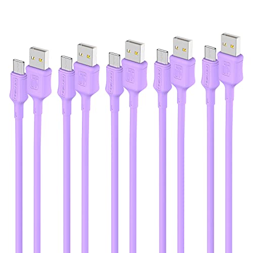 KEYSION 8 mm Plug USB C Kabel [5 Stück 100 cm, Violett], Silice Gel USB Typ C 3A Schnellladung und Übertragung USB Typ C Kabel für Samsung Galaxy S21 A52, Huawei, Realme, LG, Xiaomi, etc von KEYSION