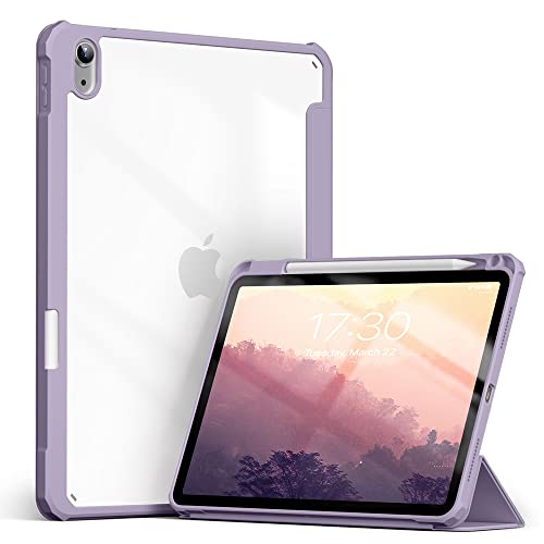 Hülle für iPad Air 4/5 10,9 Zoll (2020/2022) mit Integriertem Stiftslot,Hülle mit PU-Oberfläche und Acryl-Rückseite mit Auto Schlaf/Wach,Lavendel von KEYWANTS