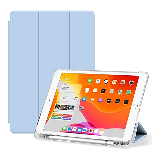 Hülle kompatibel mit iPad Pro 11 Zoll (2018/2020/2021), Durchsichtiges Dreifach Faltbares Cover mit Auto Aufwachen/Schlafen und Stiftablage, Himmelblau von KEYWANTS