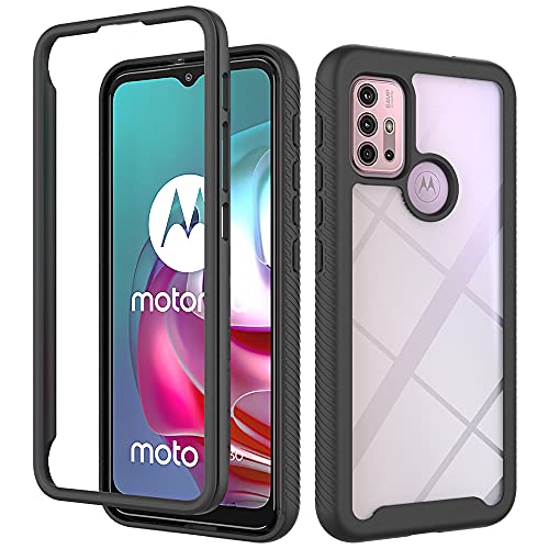 KEYYO Handyhülle für Motorola Moto G10 | G20 | G30, [ TPU + PC 2 in 1 ] Stoßfeste Hülle Klare Smartphone Schutzhülle - Schwarz von KEYYO