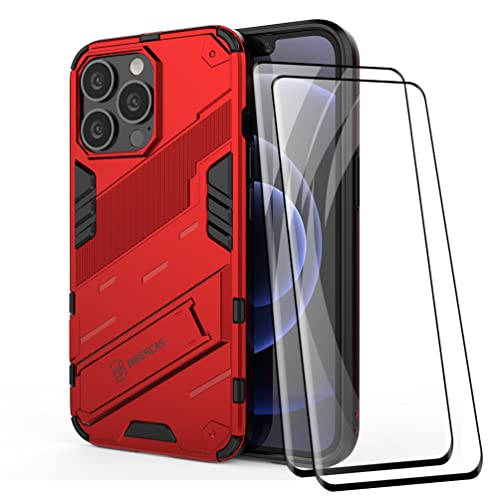 KEYYO Hülle für OnePlus Nord CE 2 Lite 5G + Displayschutz [2 Stück], Schutzhülle TPU/PC Handyhülle mit Stand, Stoßfest Bumper Armor Case Hybrid Cover - Rot. von KEYYO