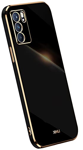 KEYYO Hülle für Oppo Reno6 5G, Schutzhülle TPU Silikon Handyhülle mit Galvanisieren von Phnom Penh, Stoßfest Bumper Case Soft Cover - Schwarz von KEYYO