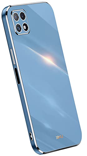 KEYYO Schutzhülle für Samsung Galaxy A22 (5G Edition), weich, TPU, Silikon, vergoldeter Rand, ultradünn, Blau von Onetobye