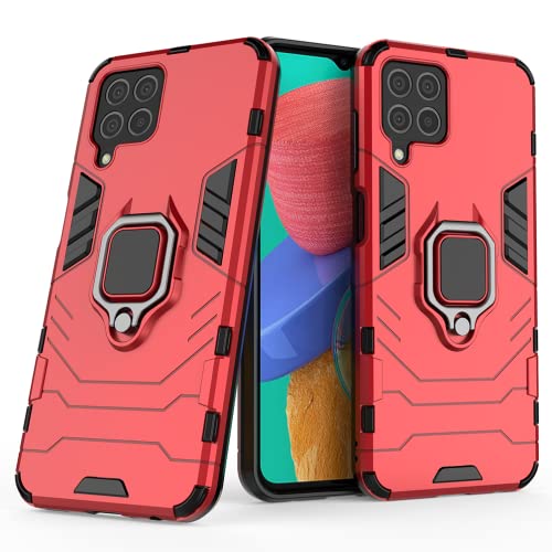 KEYYO Hülle für Samsung Galaxy M53 5G, Schutzhülle TPU/PC Handyhülle mit Ständer, Stoßfest Bumper Armor Case Hybrid Cover Rot von KEYYO