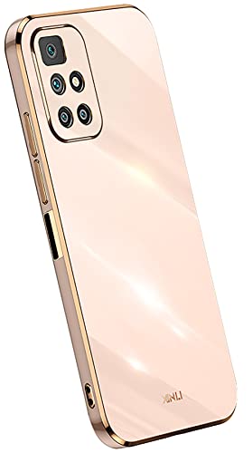 KEYYO Schutzhülle für Xiaomi Redmi 10 | Redmi 10 2022, Schutzhülle, weich, TPU, Silikon, Beschichtung mit goldfarbenem Rand, ultradünn, Rosa von KEYYO