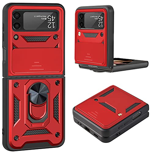 KEYYO Panzerhülle Kompatibel mit Samsung Galaxy Z Flip 3, Stoßfest Hülle Handyhülle Schutzhülle mit Schiebedeckel und Halterung - Rot KEYYO Panzerhülle Kompatibel mit Samsung Galaxy Z Flip 3, Stoßfest Hülle Handyhülle Schutzhülle mit Schiebedeckel und Halterung - Rot von KEYYO