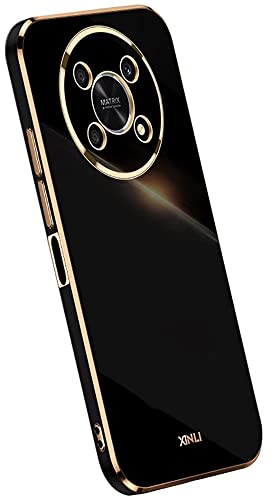 KEYYO Schutzhülle für Huawei Honor Magic4 Lite 5G, Schutzhülle, weich, TPU, Silikon, vergoldet, ultradünn, Schwarz von KEYYO